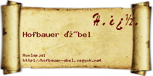 Hofbauer Ábel névjegykártya