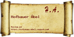 Hofbauer Ábel névjegykártya